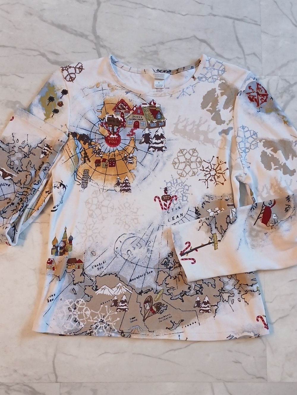 Christopher & Banks North Pole Santa's Workshop Long Sleeve T Small